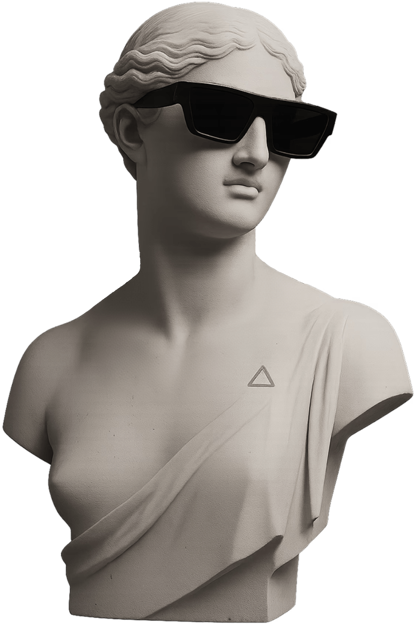 Sculpture with sun glasses